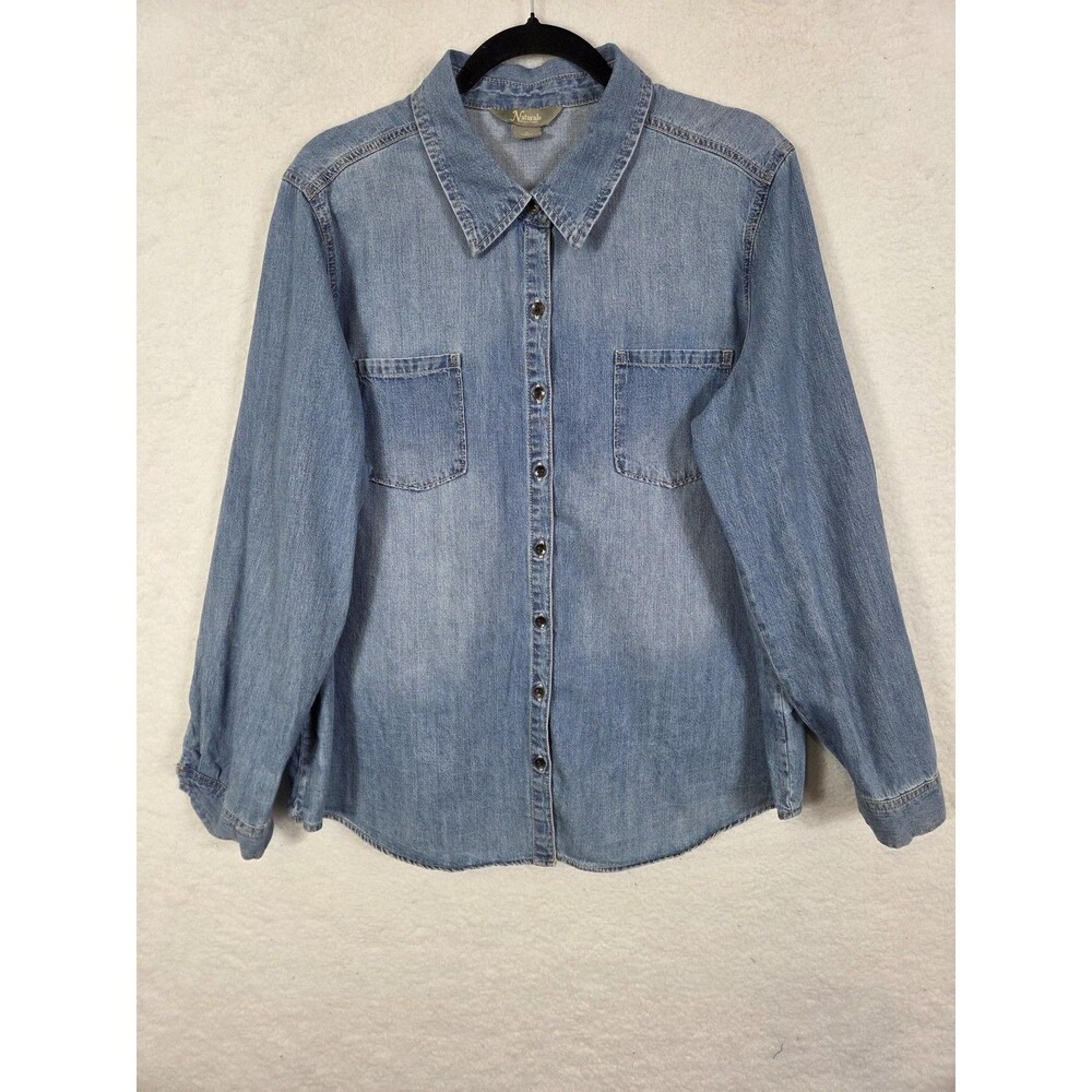 Natural Reflections Denim Top Shirt XL Blue Western Grunge Cotton‎ Casual Rodeo